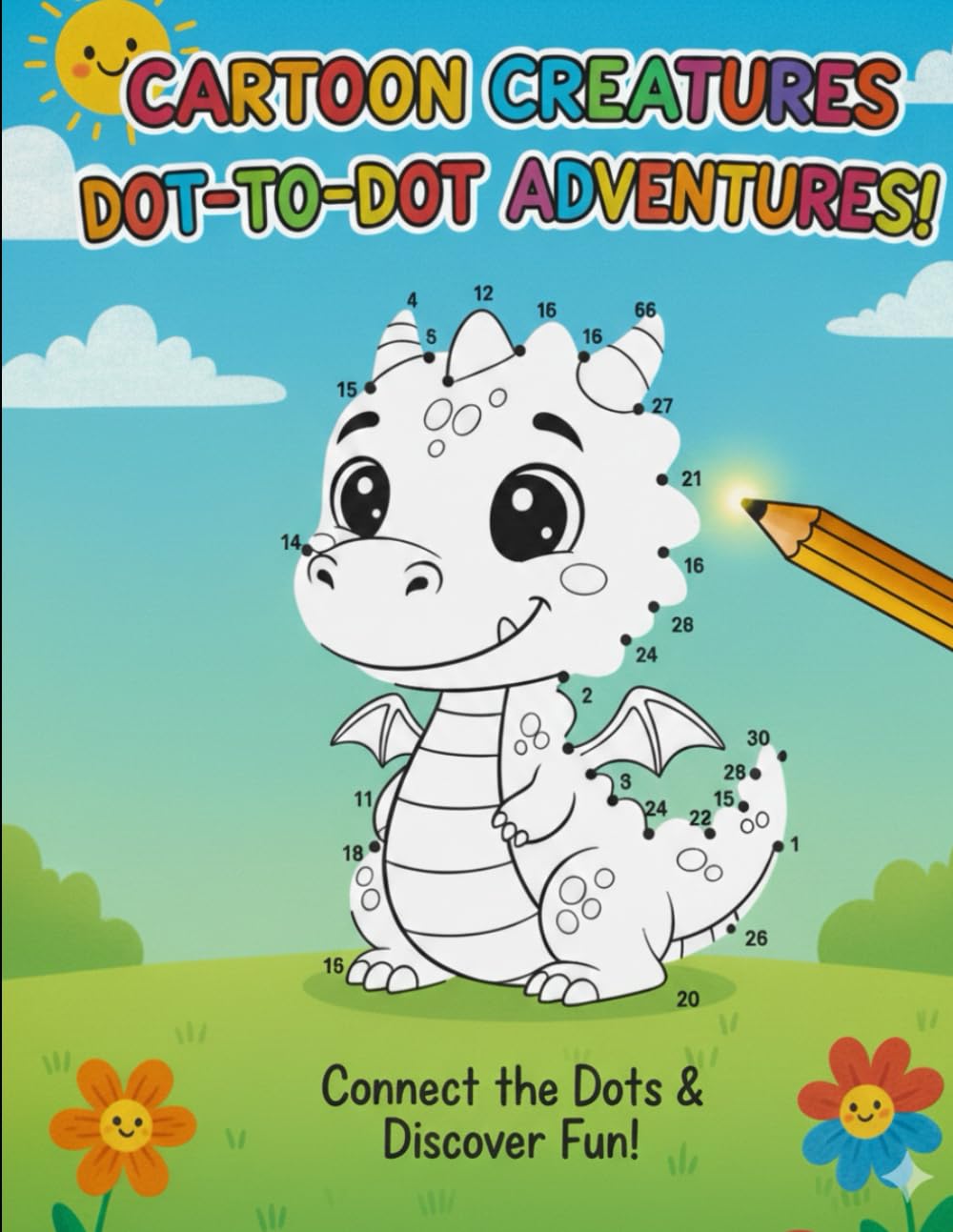 Dot to Dot Drawing Book: Fun Connect-the-Dots Activity Book with Cute Cartoon Illustrations to Boost Counting, Drawing & Motor Skills