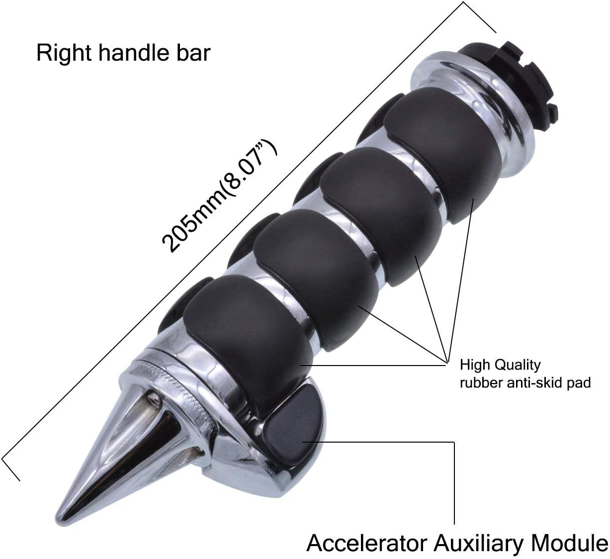 Pair Motorcycle 1 inch 25mm Chrome Black Sharp Handle Bar Hand Grips for Harley Shadow VT VTX1300 1800 Suzuki Kawasaki