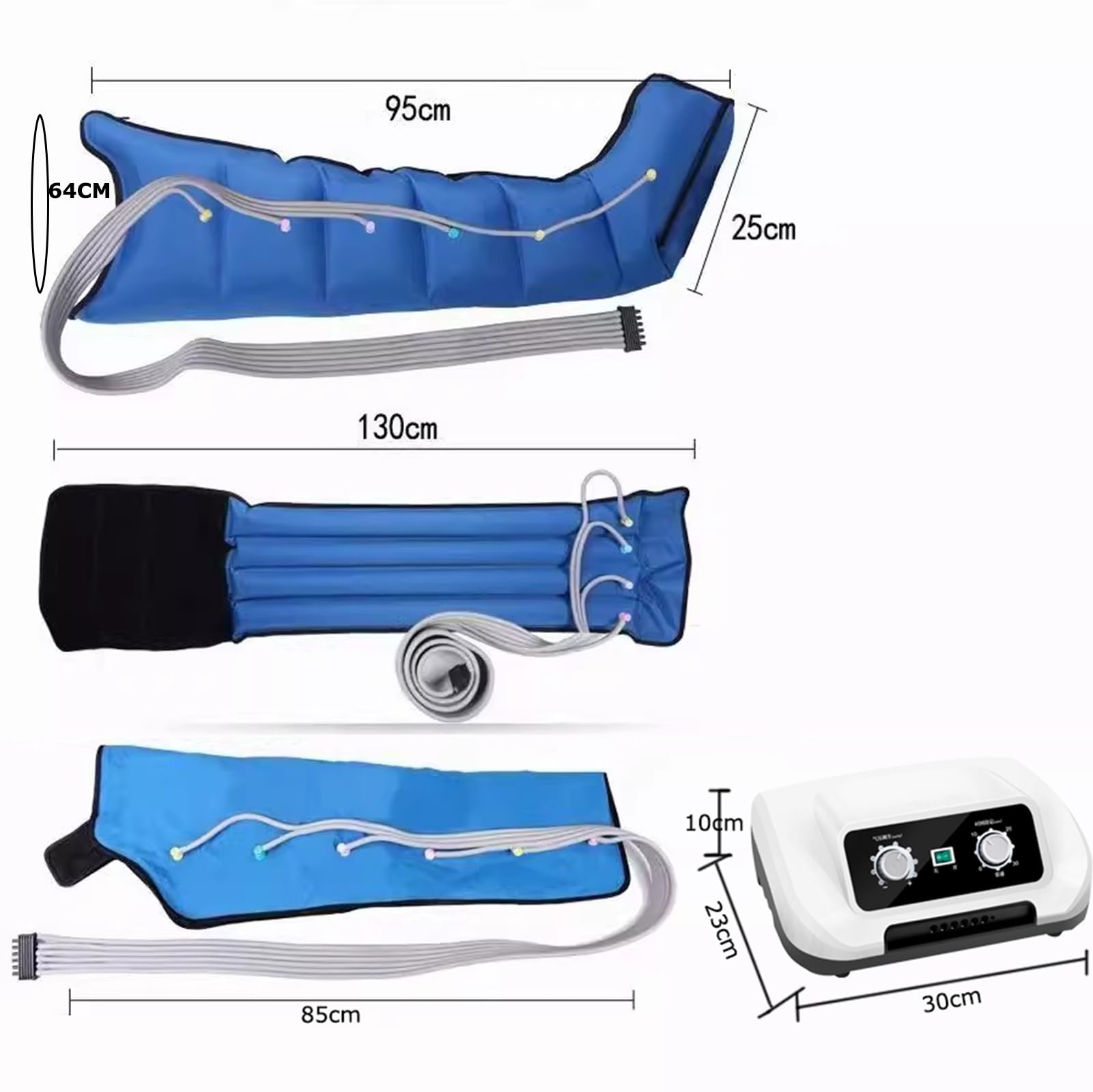 Pressoterapia Linfodrenaggio, Pressoterapia per Casa, Massaggio Linfodrenante 6 Camere Massaggiatore Elettrico a Compressione d'Aria Gambe E Addome E Braccio Piedi (Blue, 6 Camere)