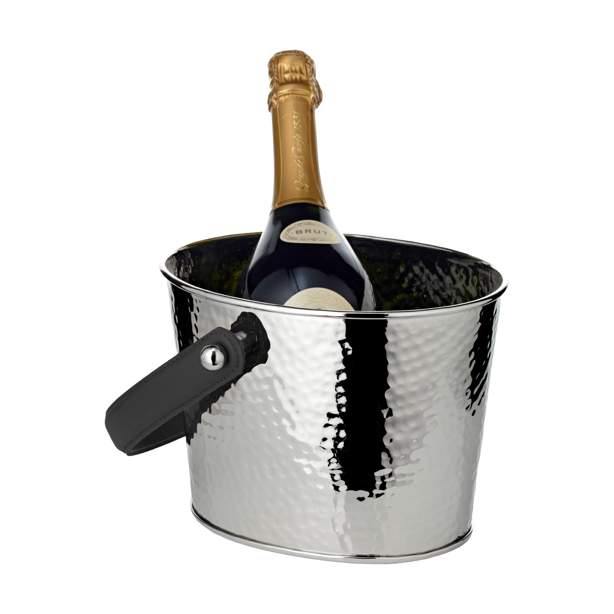 EDZARD Champanera Gavin (23 x 18 cm, H 16 cm), niquelada, martillada, para 1 botella – enfriador de vino, enfriador de botellas, cubitera
