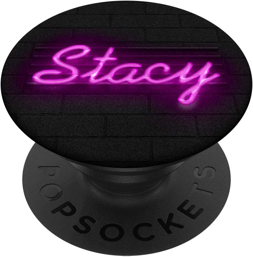 Pink Name Stacy Retro Vintage Light Sign Design For Girls PopSockets Grip and Stand for Phones and Tablets