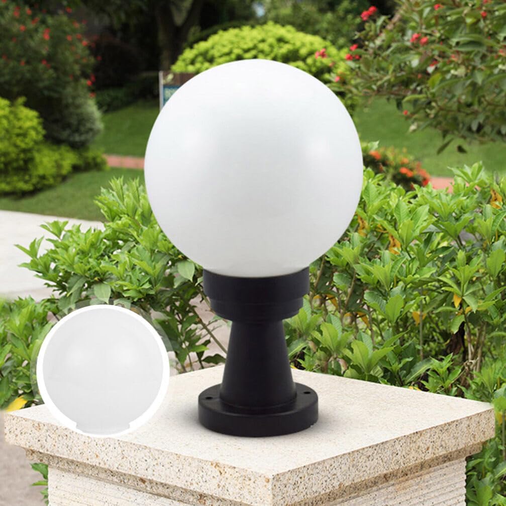 PRETYZOOM 12 Inch White Acrylic Replacement Globe Round Lamp Shade Covers for Ceiling Wall Fixtures Lamp Posts Streetlight 125mm