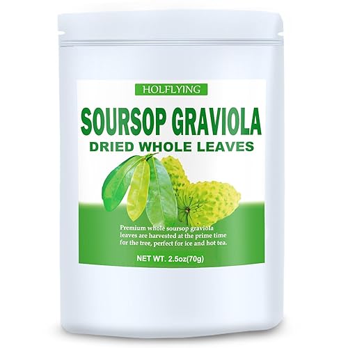 Hojas naturales de guanábana graviola para té, hojas enteras de graviola de guanábana, té de hojas de hierbas, 2.5 onzas (2.47 oz)