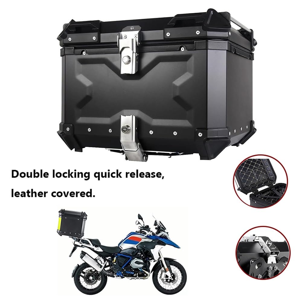 Top Case Scooter Universel Topcase Valise pour Moto 45L 55L 65L 80L 100L Coffre Valise Moto avec Dosseret, Top Box pour Scooter, Moto, Mobylette, Quad(Noir,100L)