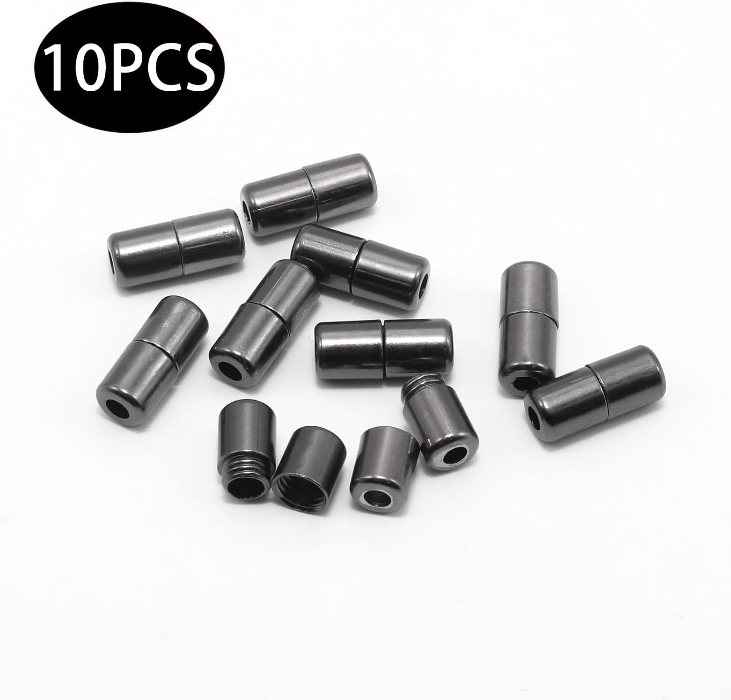 10 Pcs Gunmetal Aluminum Shoelace Locks Buckles, 5 Pair Elastic No Tie Shoe Lace Turnbuckle