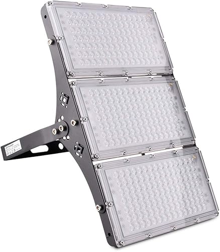 papasbox Luz de inundación LED de 300 W para exteriores, luces de seguridad para exteriores de 24000 lúmenes, luces LED blancas cálidas de 3000 K,