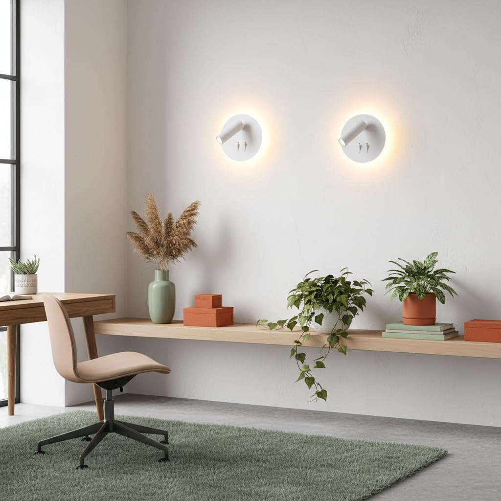 Barcelona LED Applique da Parete - Faretto Orientabile 3W + Illuminazione Perimetrale 6W, Luce Bianco Caldo, Design Moderno in Alluminio,Applique da Interno per Soggiorno, Camera da Letto, Bagno