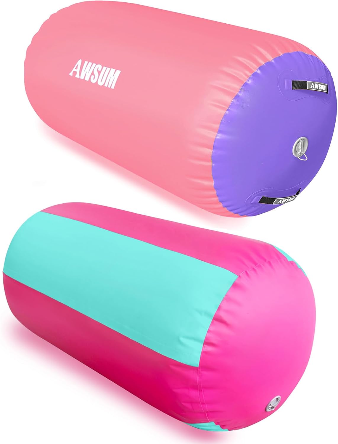 AWSUM Gymnastics Tumbling Equipment Barrel Inflatable Air Roller Thicken Octagon Mat Handspring Trainer for Cheerleading Training Home Use, Without Pump