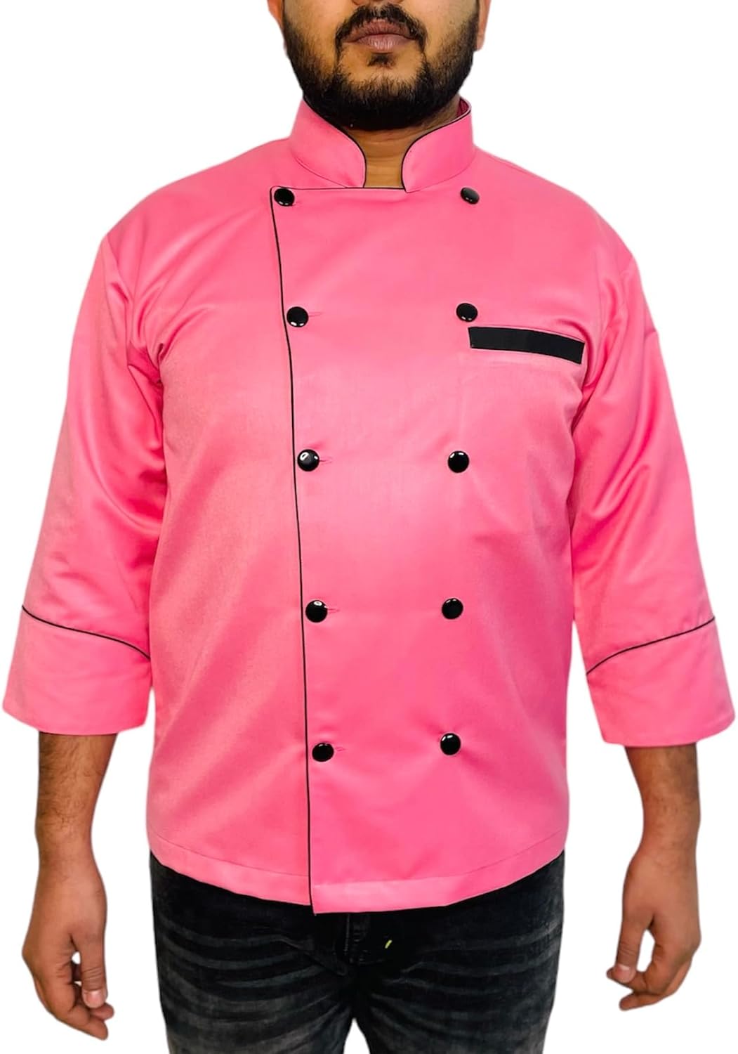 Unisex Chef Coat Kitchen Long Sleeve Chef Jacket for Men and Women, Black