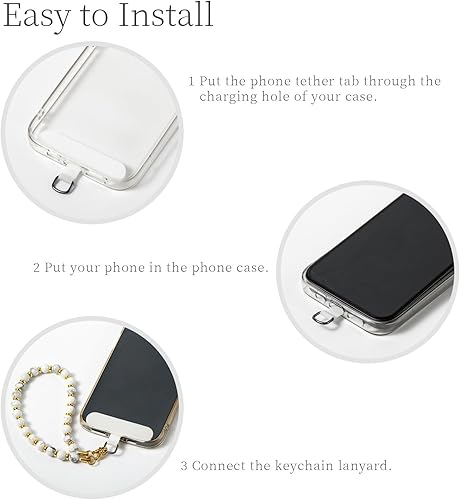 Miniatura 2 de Correa de teléfono con cuentas de mármol, cordón para teléfono celular con lengüeta de sujeción, cadena de teléfono, correa de muñeca manos libres,