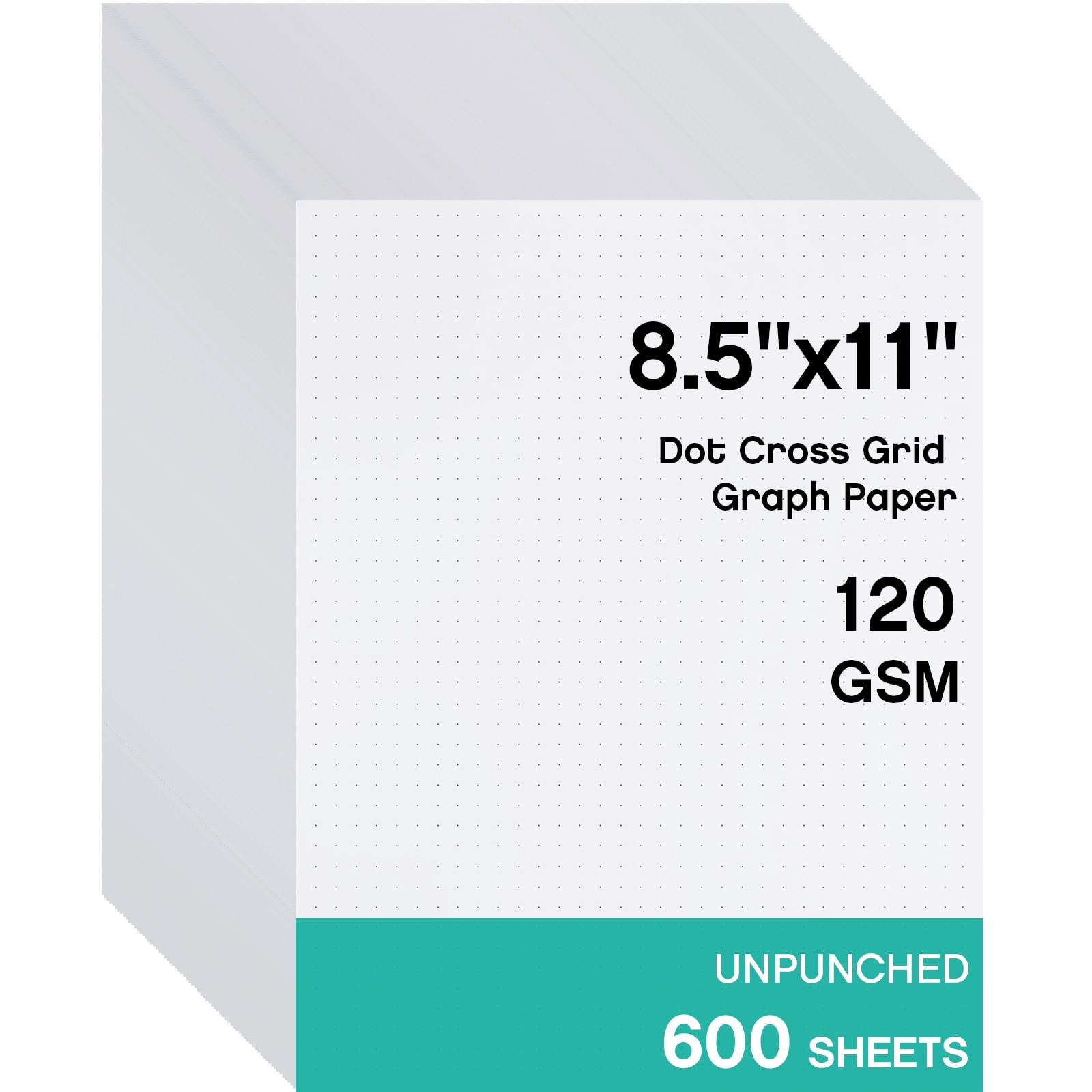 Sabary 600 fogli di carta a quadretti sfusi con griglia incrociata, 21 x 28 cm, formato lettera, non perforata, per diari, disegni, ingegneria matematica, colore bianco (stili innovativi)