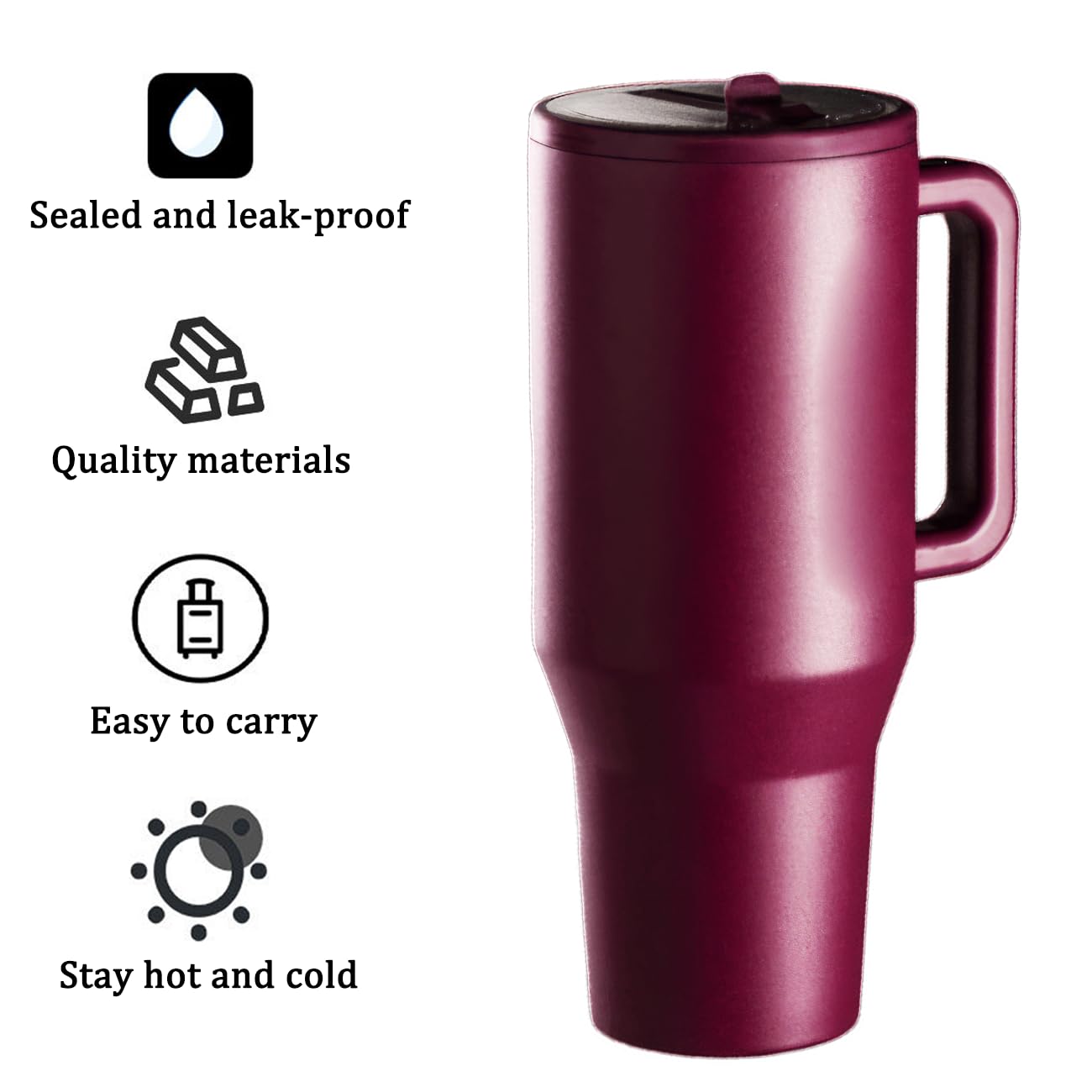 ZHUIYIWIN Tumbler with Folding Straw and Handle - Image 3