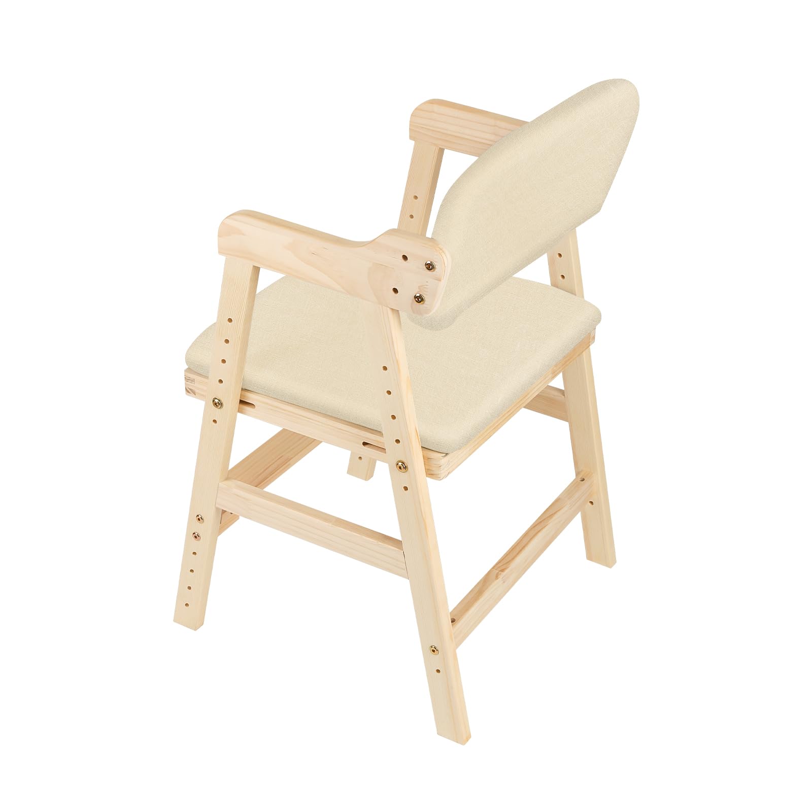 Tronas de Bebé Ajustable Trona Portatil Multifuncional，Silla Alta escalable de Madera Natural Sit Up 3 Altura Ajustable, 6 meses-10 años hasta 90 kg, 48 x 46 x 78 cm - Beige