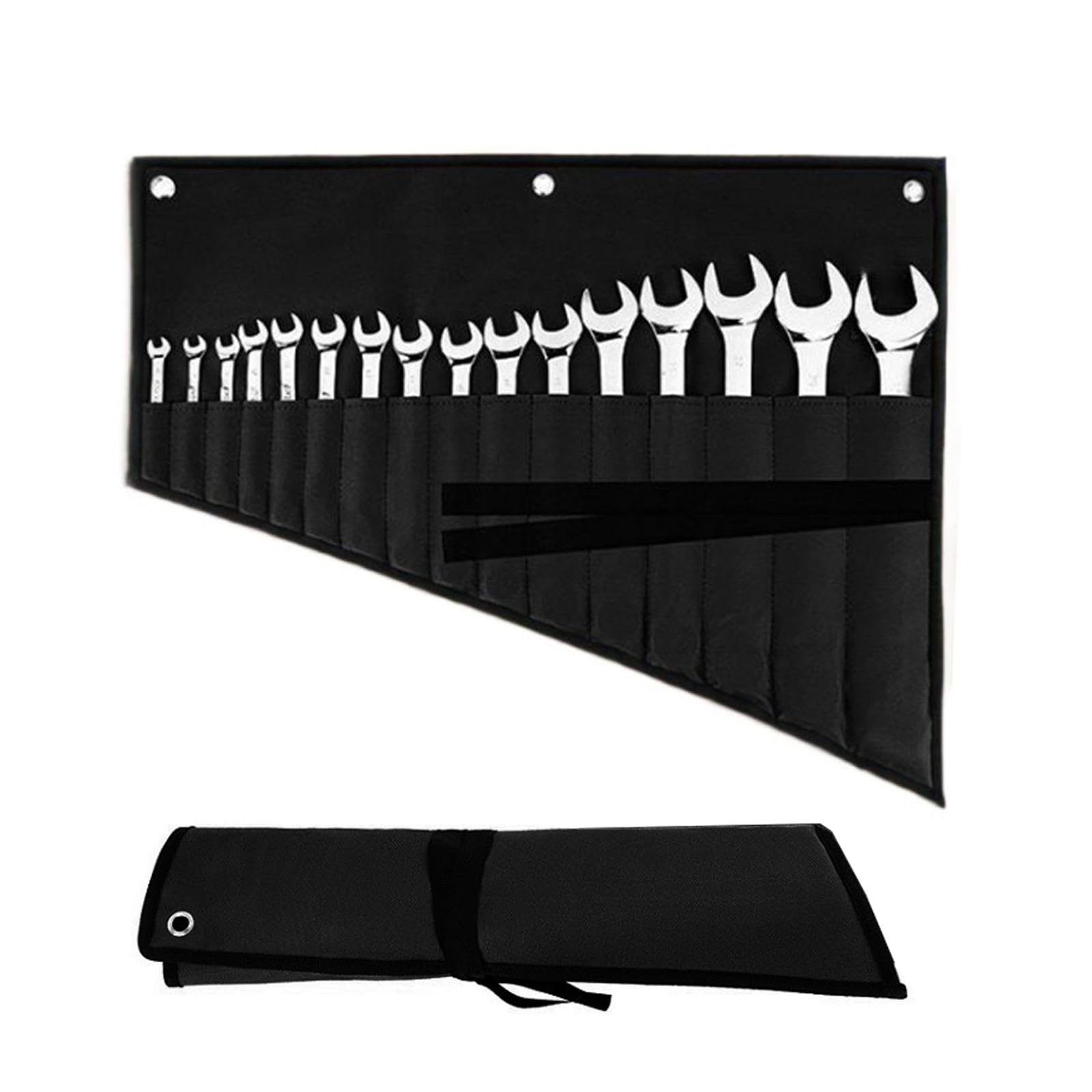 2 PCS Tool Roll Bag, Spanner Organiser Roll, Wrench Pouch for Workshop & Garage Storage