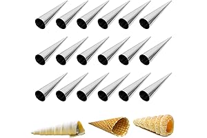 18Pcs Cream Horn Molds 4.8 inch Stainless Steel Roll Horn Conical Puff Pastry Forms
