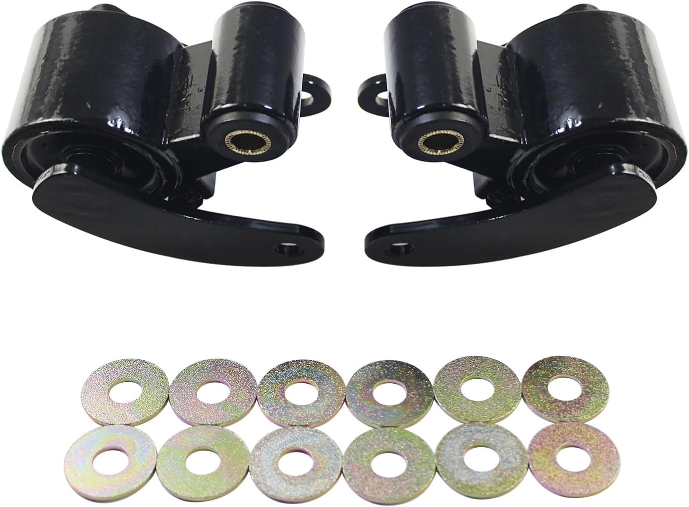 2PCS Rear Leaf Spring Shock Absorber Shackles for 1980-2016 Ford F-250 Pick up, Leaf Spring Shackle Kit for Rear Axle