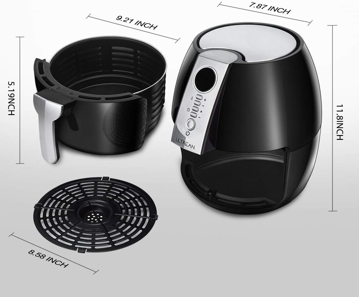 80% оƒƒ Dіѕсоunt Ultrean Air Fryer, 4.2 Quart (4 Liter) Electric Hot Air Fryers Oven Oilless Cooker with LCD Digital Screen and Easily Detachable Frying Pot, ETL/UL Certified,1-Year Warranty,1500W (Black) (Renewed)
