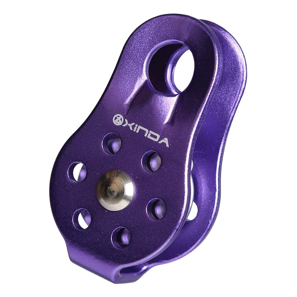 Inzopo 20KN Rock Climbing Arborist Tree Climb Rope Fixed Type Pulley Equipment - Purple/Orange Purple