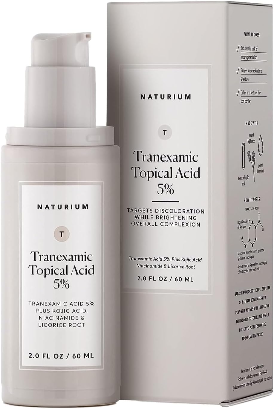 Tranexamic Topical Acid 5% Jumbo, Face & Skin Care with Kojic Acid, Niacinamide & Licorice Root, 2 oz