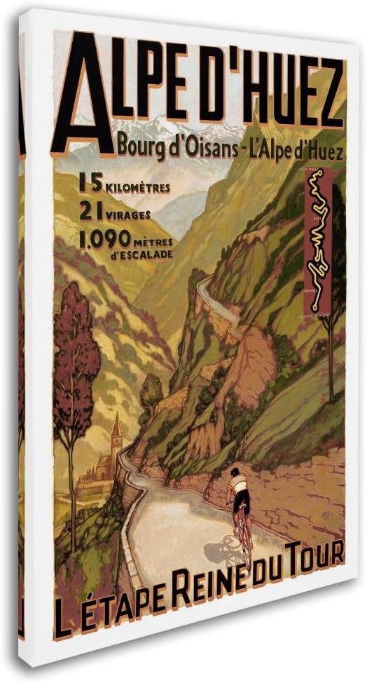 Vintage Alpe d'Huez Cycling Print on Canvas