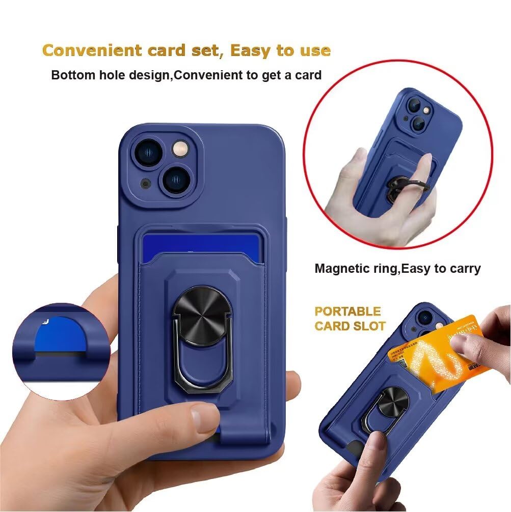 Cover Compatibile con Xiaomi Redmi 9 Power/Redmi 9T/Redmi Note 9 4G, Slot Schede, 360°Magnetica Anello Supporto [Protezione Fotocamera] Cordino Collana Necklace Silicone Case - Blu - 4