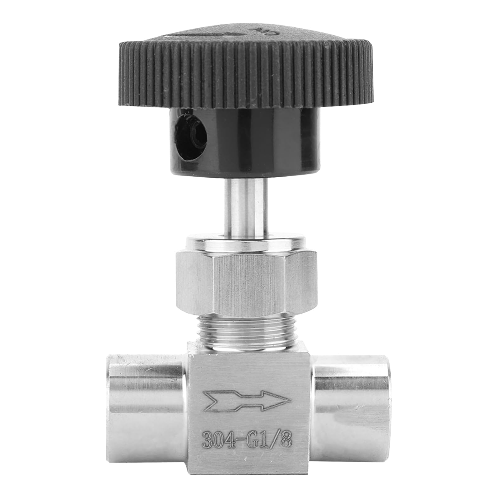Ultima valvola a spillo dritta con filettatura femmina BSPP in acciaio inossidabile per la trasmissione di acqua e gasolio(Type A: Black Handle 1/8in)