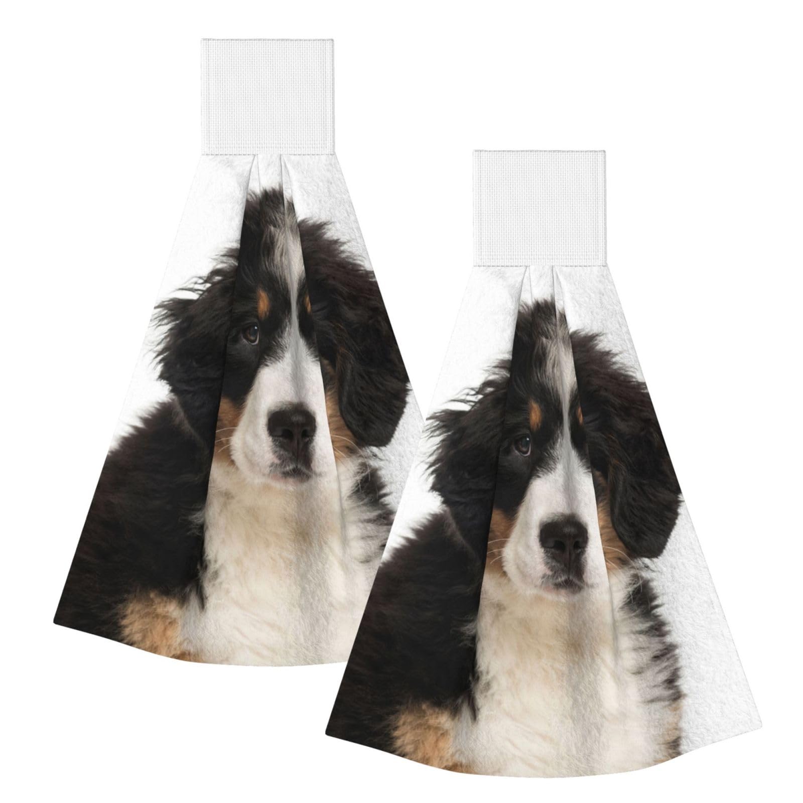DOPKLNA Bernese Mountain Dog, 2 Pcs Hanging Coral Fiber Hand Towels for Bathroom, Absorbent Kitchen Towels