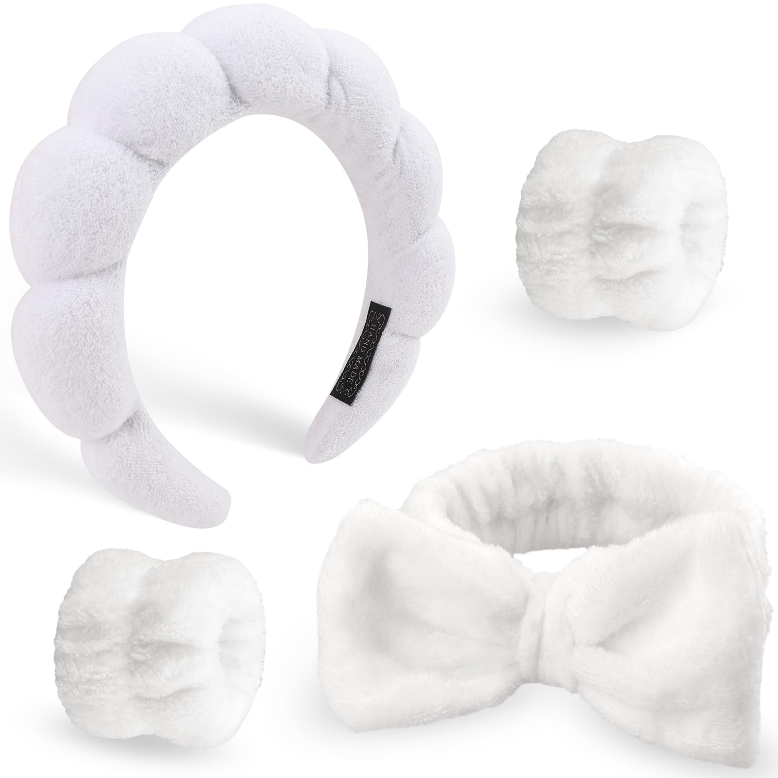 DRESHOW Spa Stirnband zum Waschen Gesicht Wristband Set Schwamm Weiches Frottee Make-up Hautpflege Anti-Rutsch-Stirnband Frottee Handtuch Stirnbänder für Damen Mädchen