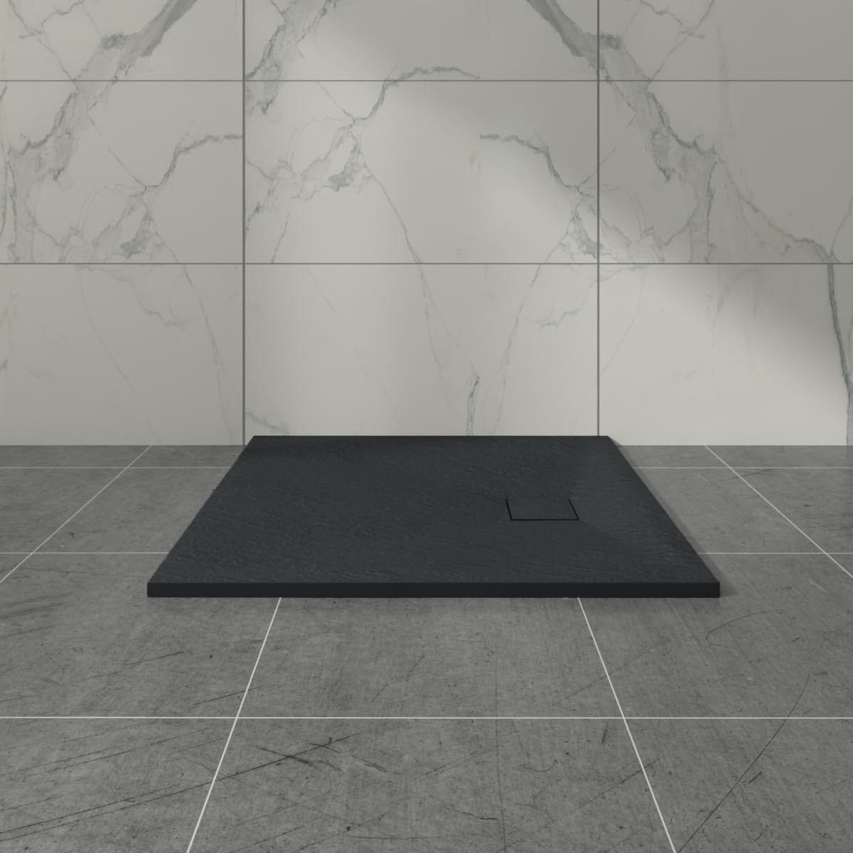 Aquariss SMC Slate Effect 800 x 800mm Square Shower Enclosure Tray Black