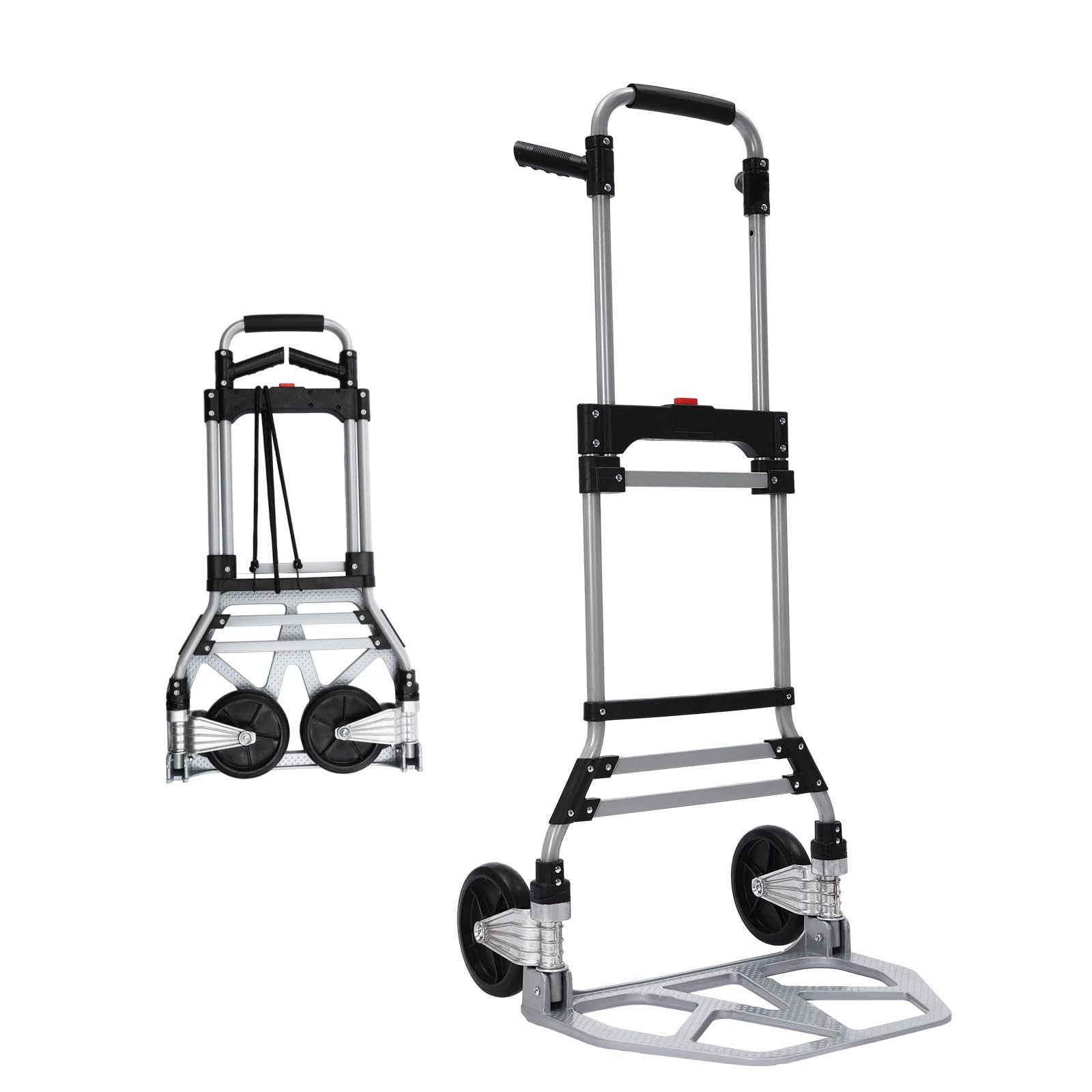 Carretilla de mano plegable con 2 ruedas, asas ajustables y placa de suelo engrosada, capacidad de carga de 120 kg, GYKN0000