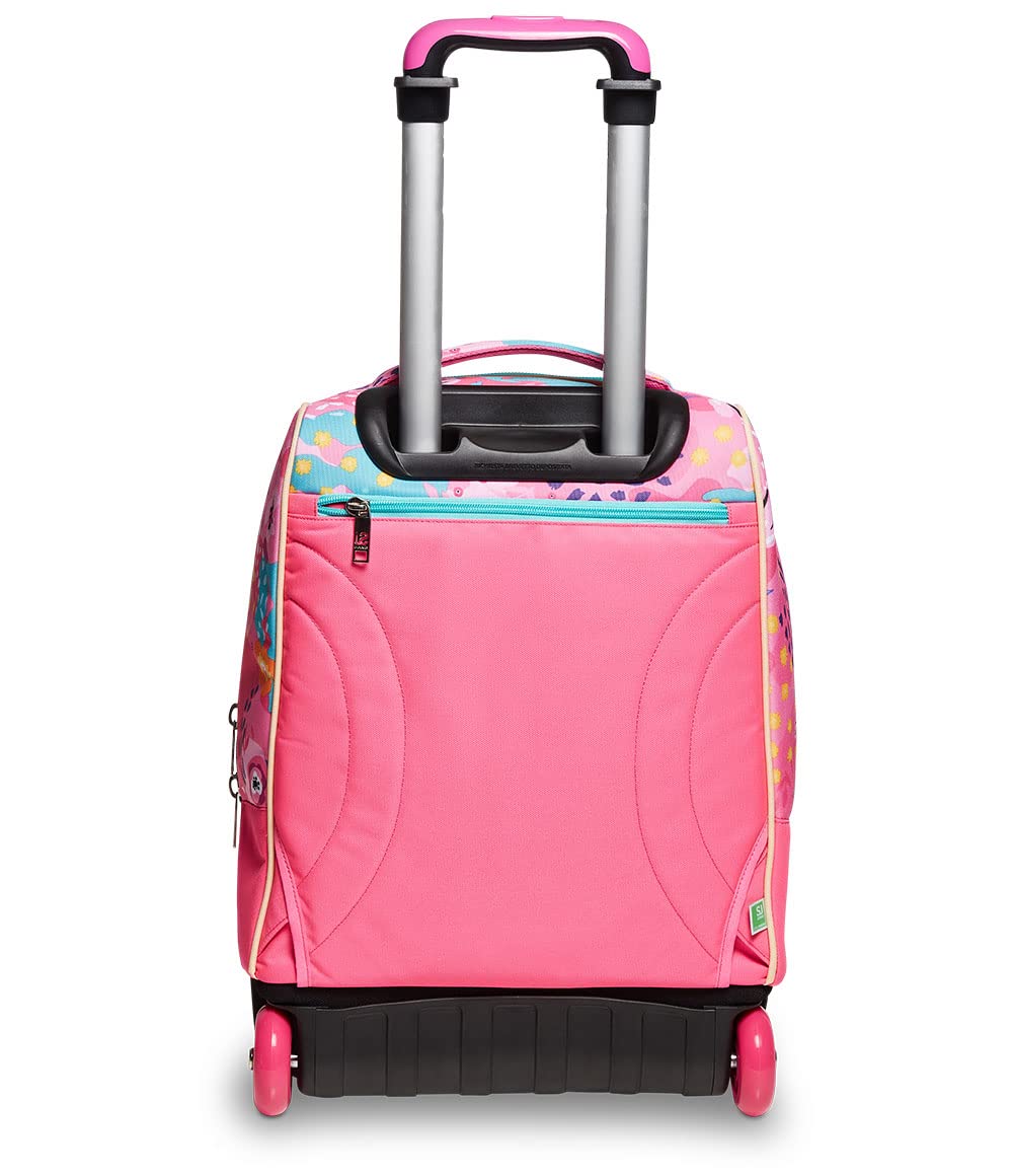 SJ GANG STYLE JAM GANG Trolley Scuola, Rosa, con Spallacci Uso Zaino, 2 in 1, Doppio Uso, Maxi Capienza, Trolley e Zaini, Scuola, Bambine e Ragazze