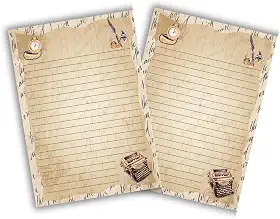 Bloco de notas A5 anotação 50 folhas vintage estilo papel carta decorado pautado (marrom escuro)