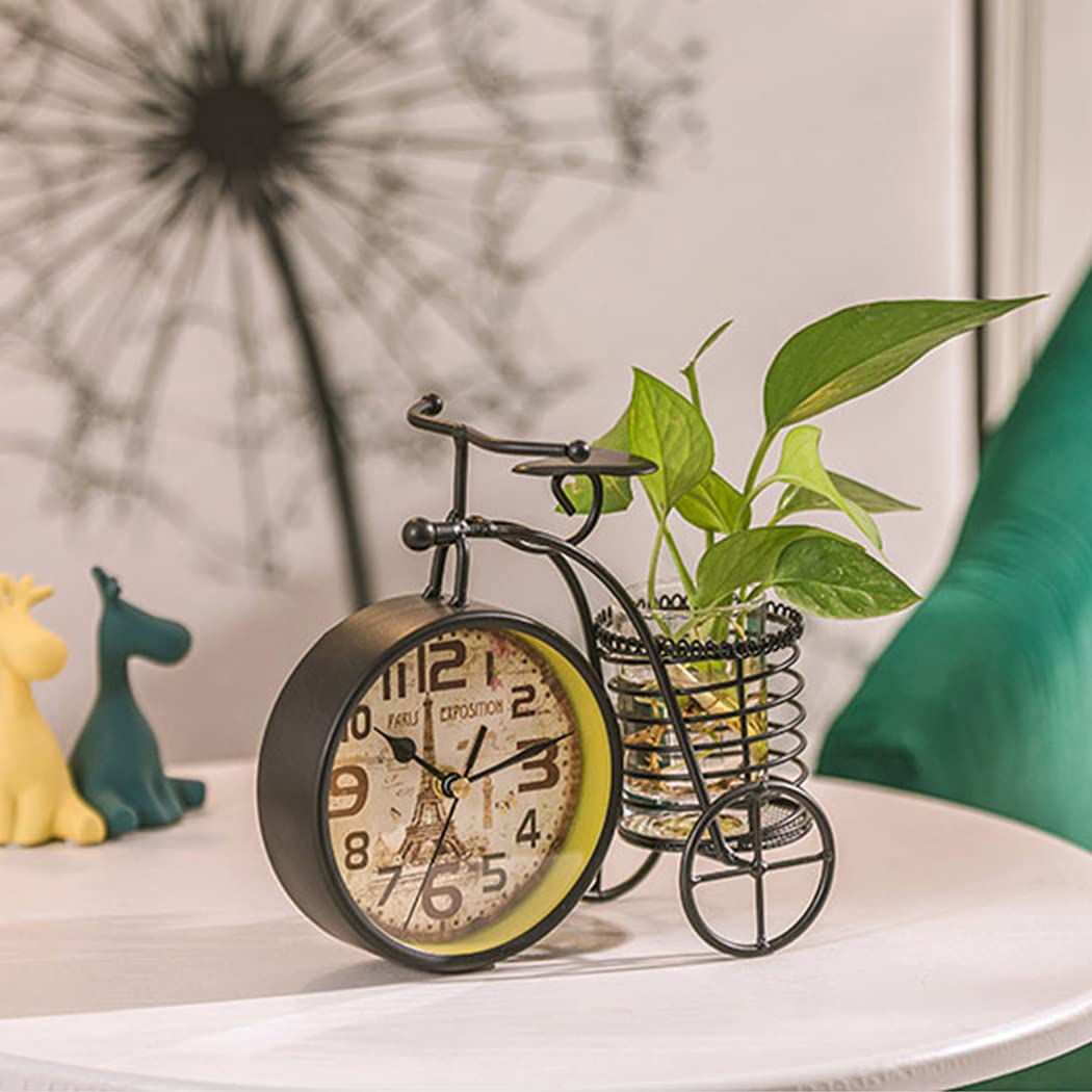 Reloj de Escritorio de Bicicleta de Moda Creativo de Hierro Metal silencioso Reloj de Mesa Sala de Estar Dormitorio decoración