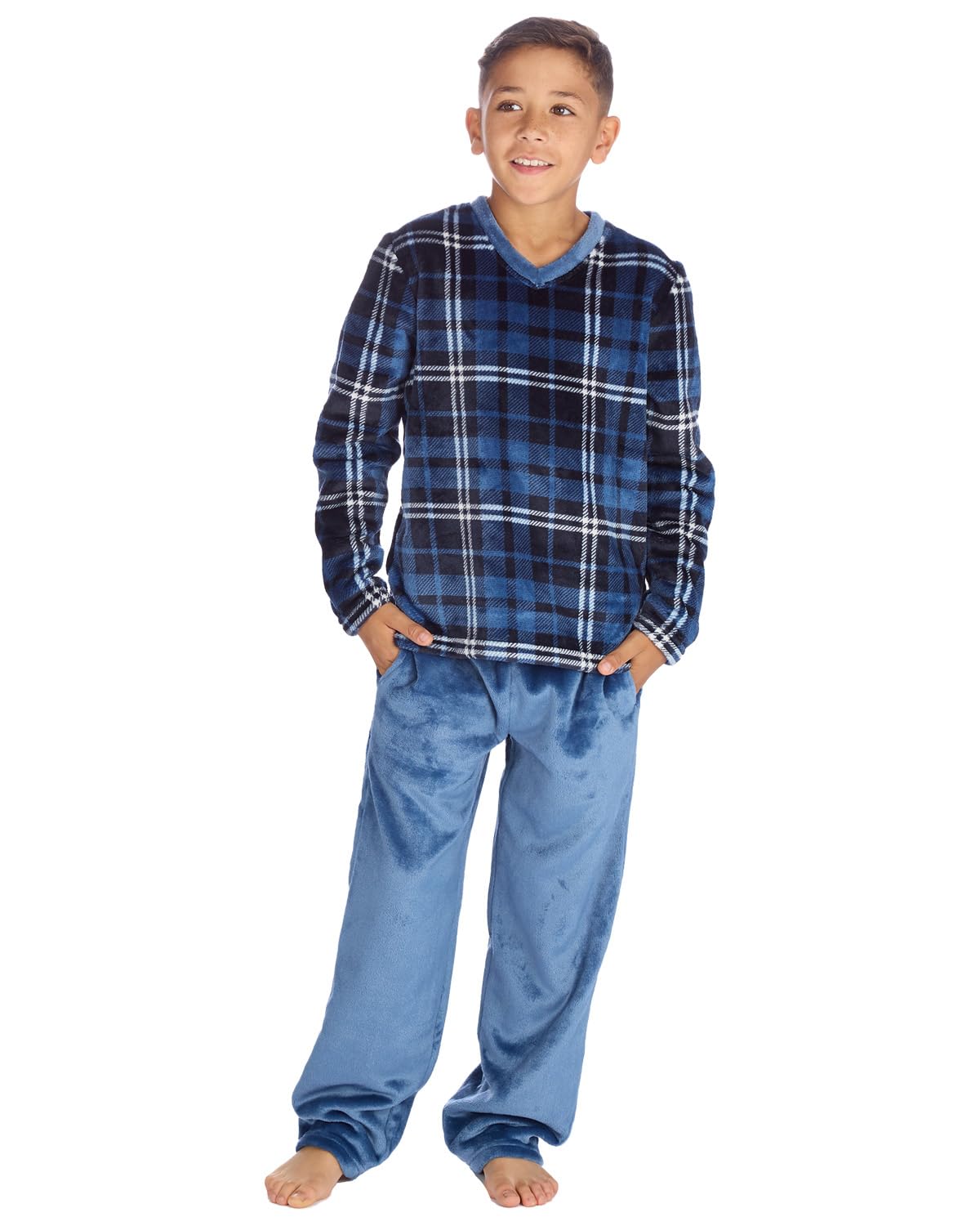 Undercover Boys Fleece Lounge Set 15C722 Denim Check/Navy 9-10 Years