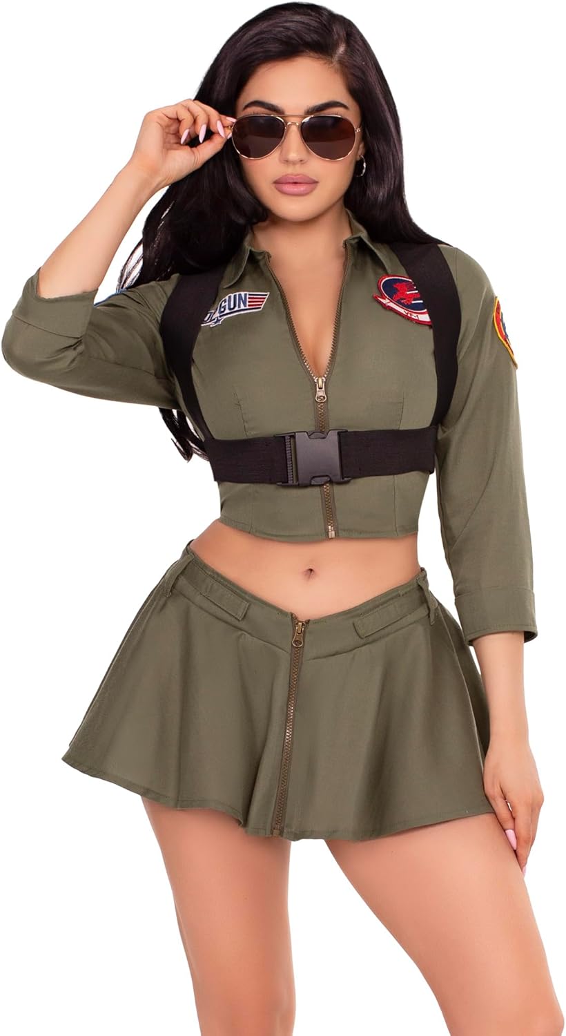 Leg Avenue Womens Licensed Top Gun Costume Adult Fighter Pilot Costume