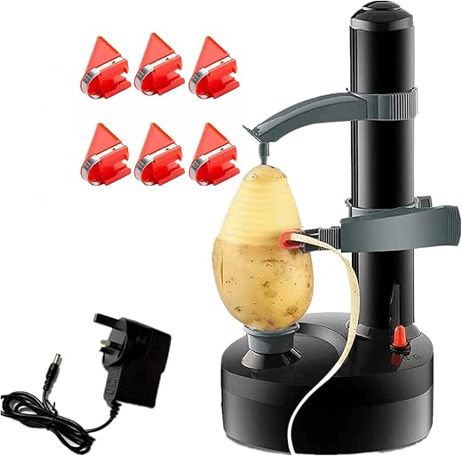 Electric Potato Peeler, Automatic Rotating Apple Peelers Potato Peeling Machine Fruits Vegetable Cutter Kitchen Peeling Tool（Black）