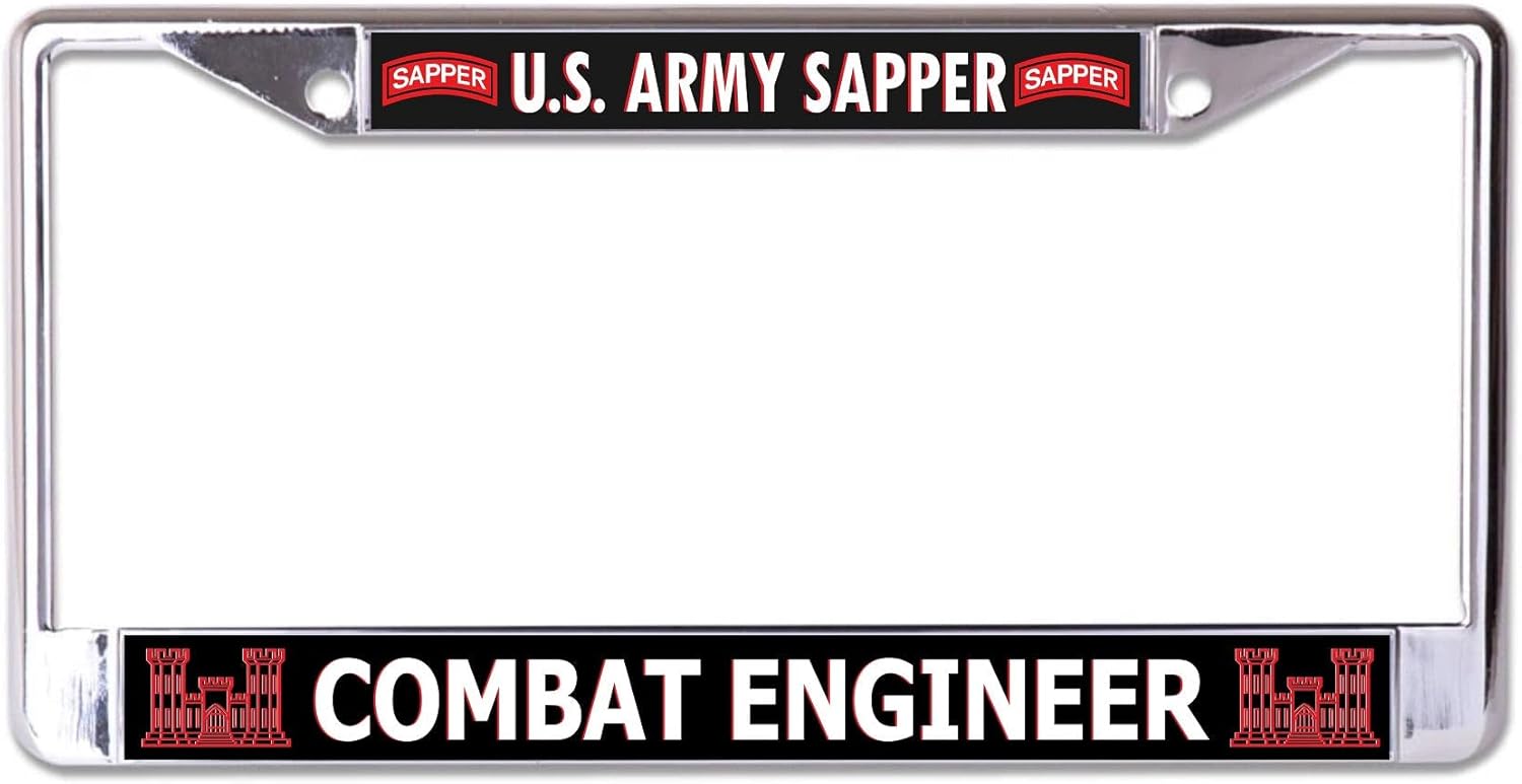 U.S. Army Sapper Combat Engineer Chrome License Plate Frame