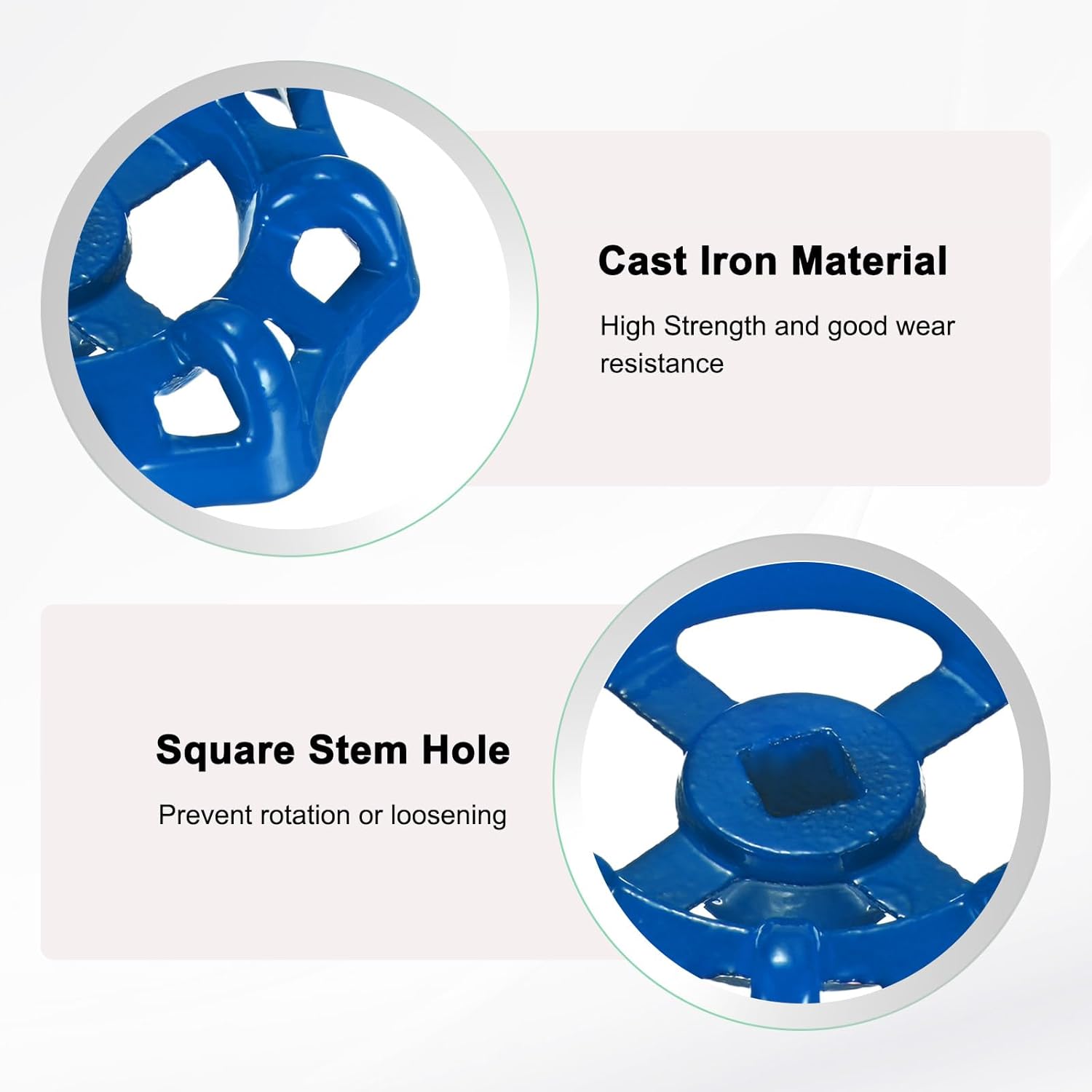 M METERXITY 1-Set Outside Faucet Handle, 8x8mm Paint Cast Iron Square Stem Hole Water Spigot Handle with Screws, Nuts & Aluminum Washer for Courtyard/Bathroom, Spigot Puller Replacement [Blue]