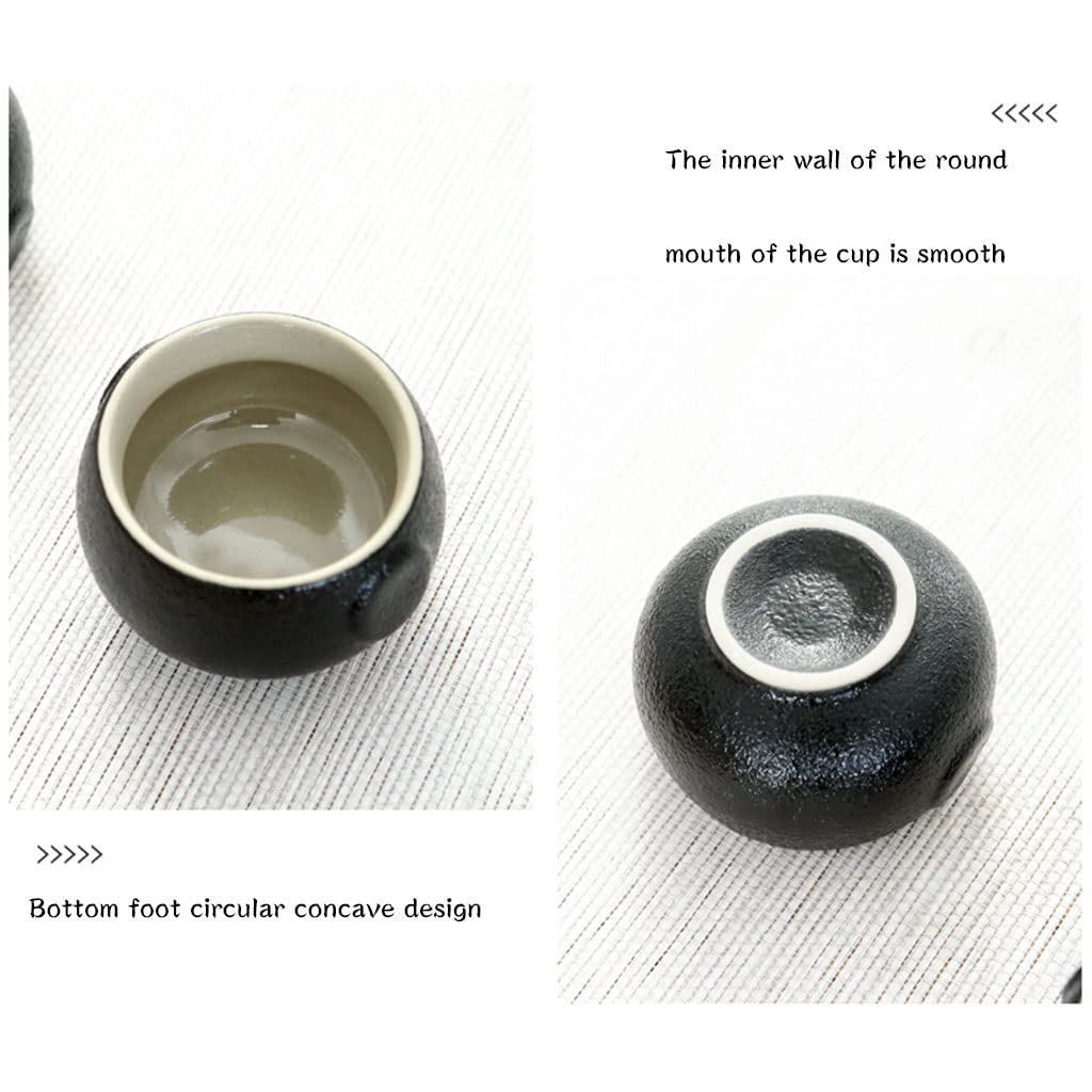 Plateau à thé Chinois Gongfu avec Stockage d'eau pour Service à thé Kungfu Chinois, Comprend 1 boîte à thé, 4 Tasses à thé et 1 Plateau à thé (Noir A)