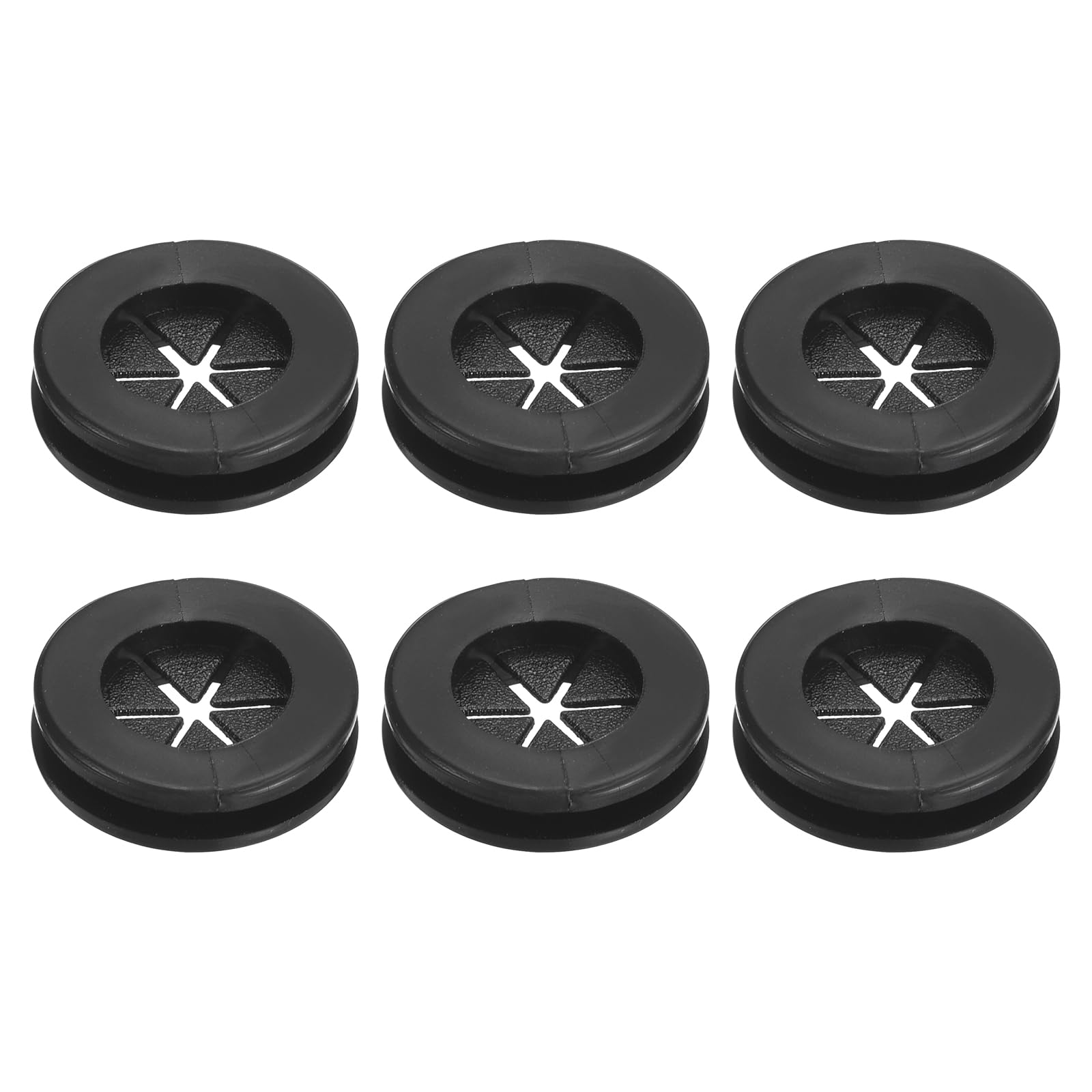 sourcing map 6Pcs Rubber Grommets 9/16"(14mm) ID 5/8"(16mm) Drill Hole Double Sided Firewall Hole Plugs Round Electrical Wiring Gasket, Black