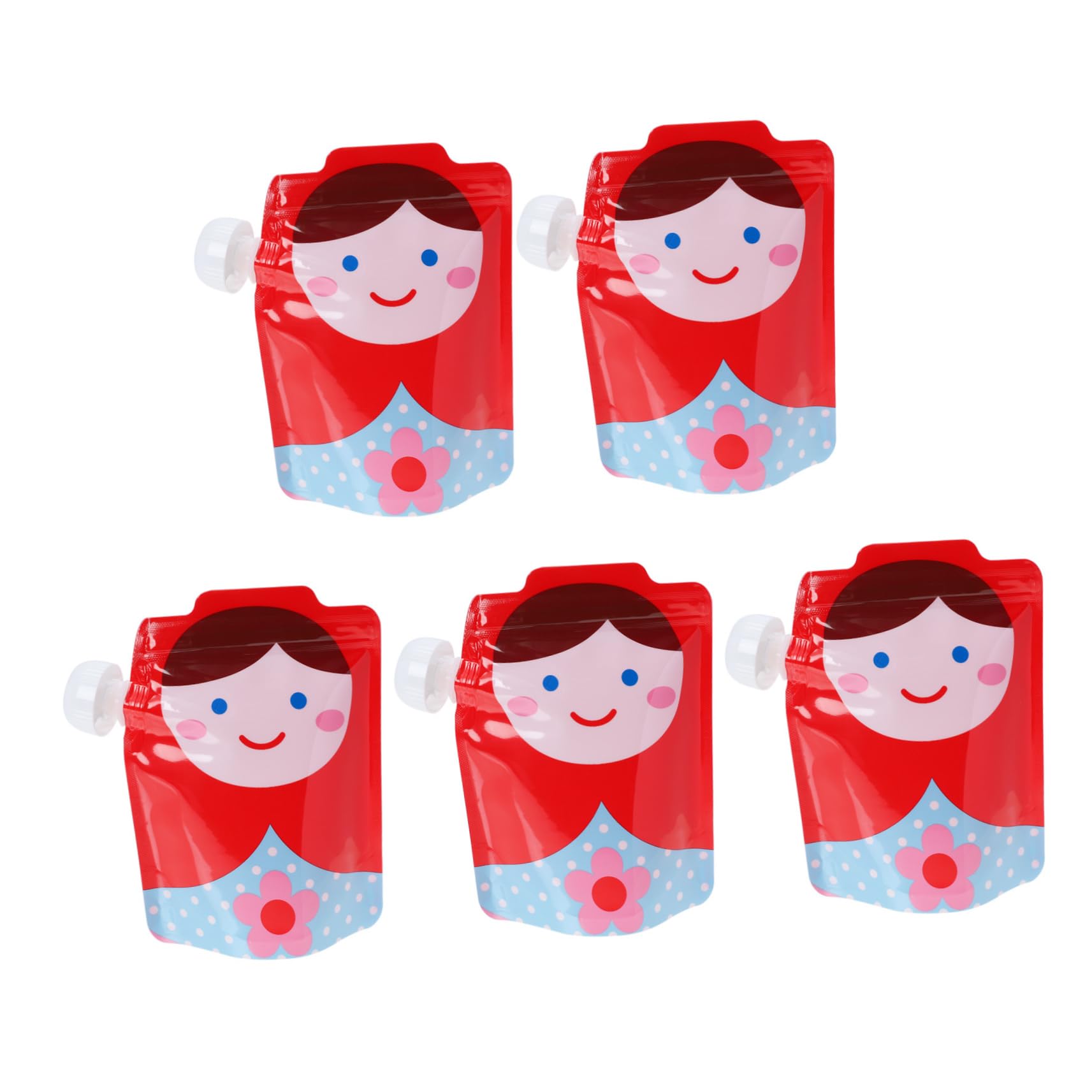 HANABASS 5Pcs Food Squeeze Pouches Durable Leak Containers for Jelly Sauces Beverages for Boy Girl Easy to Hold Reusable Food Bags