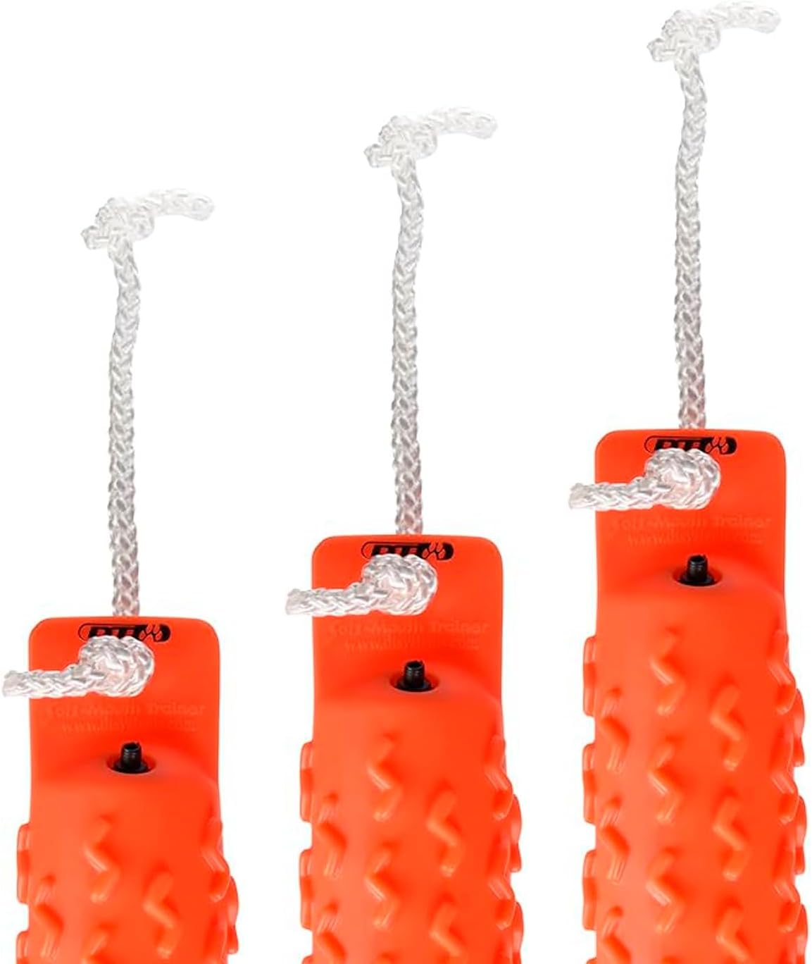 DT Systems Soft Mouth Trainer Durable Pliable Dog Puppy Gentle Grip & Retrieving Skills Outdoor Training Bumper Dummy with Adjustable Water Valve & Throwing Rope, Blaze Orange, 3x11.5 Large - 3 Pack
