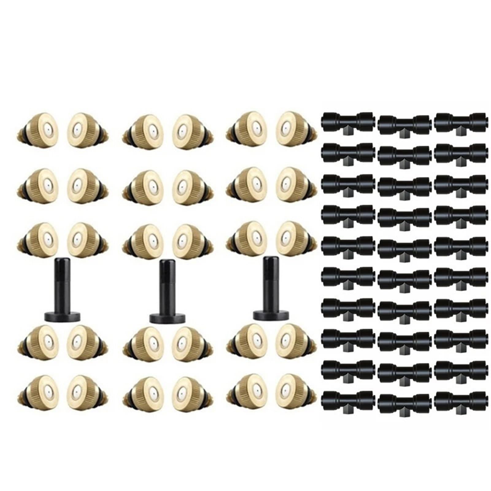 Brass Mister Nozzles 30PCS Brass Irrigation Misting Nozzles Kit Water Sprinkler Fog Mister System Suit for 1/4 Inch Tubing Outside Garden