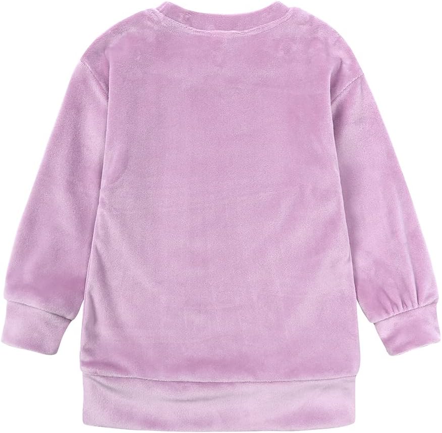 Kids Tales Little Girls Velour Sweatsuit 2Pcs Velvet Round Neck Sweatshirt + Sweatpants Fleece Pullover Jogger Outfits Set - Image 3