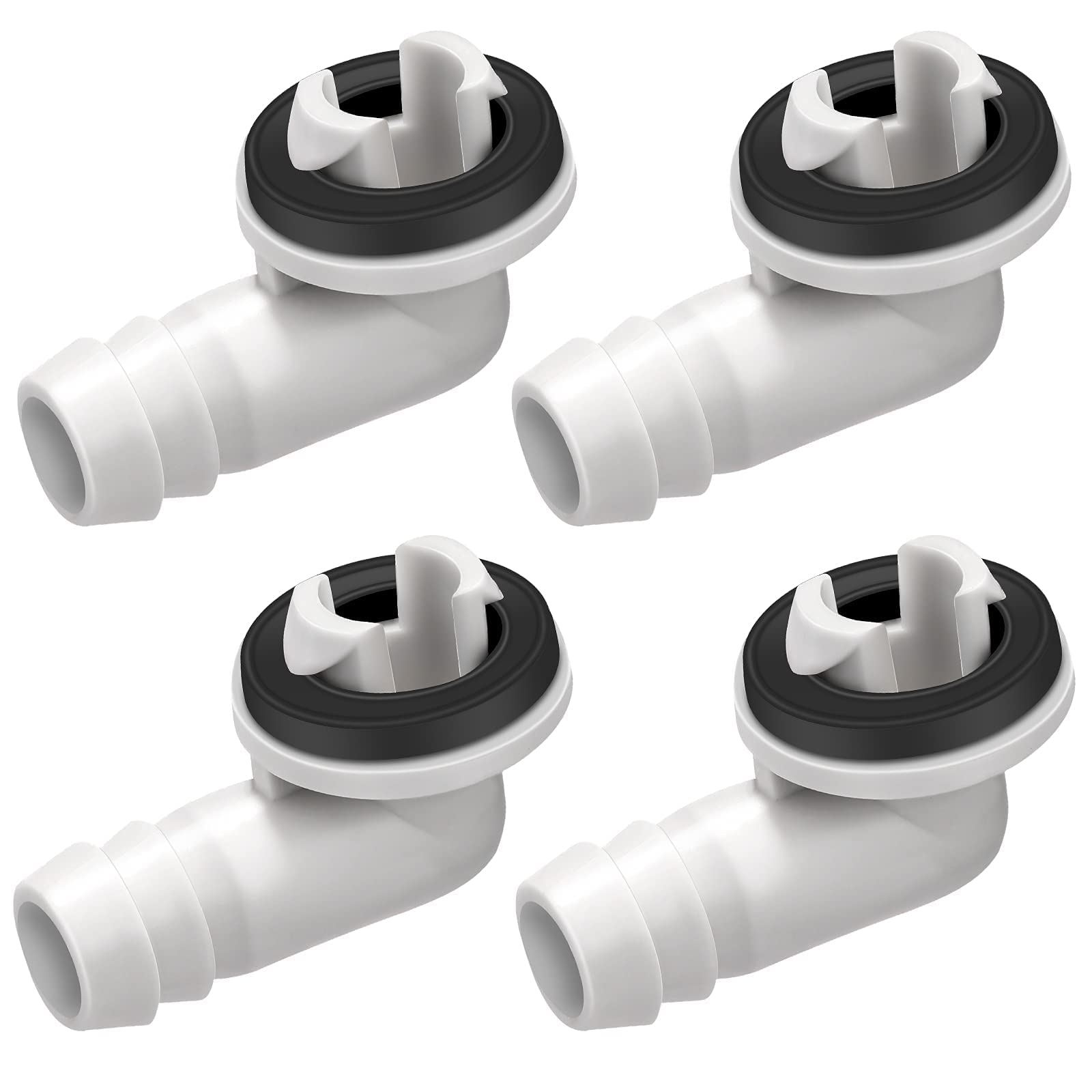 MAKINGTEC 4Pcs Air Conditioner Drain Hose Elbow Fitting Connector with Rubber Ring Fit for Mini-Split AC Unit and Window Air Conditioning Unit, AC Drain Hose Adapter (0.6 Inch 15mm)