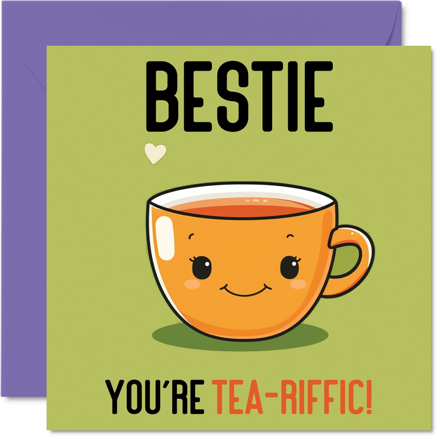 Birthday Cards for Bestie - Tea-riffic - Funny Happy Birthday Card for Best Friend from Friends, Bestfriend Gifts, 145mm Joke Greeting Cards Women Men