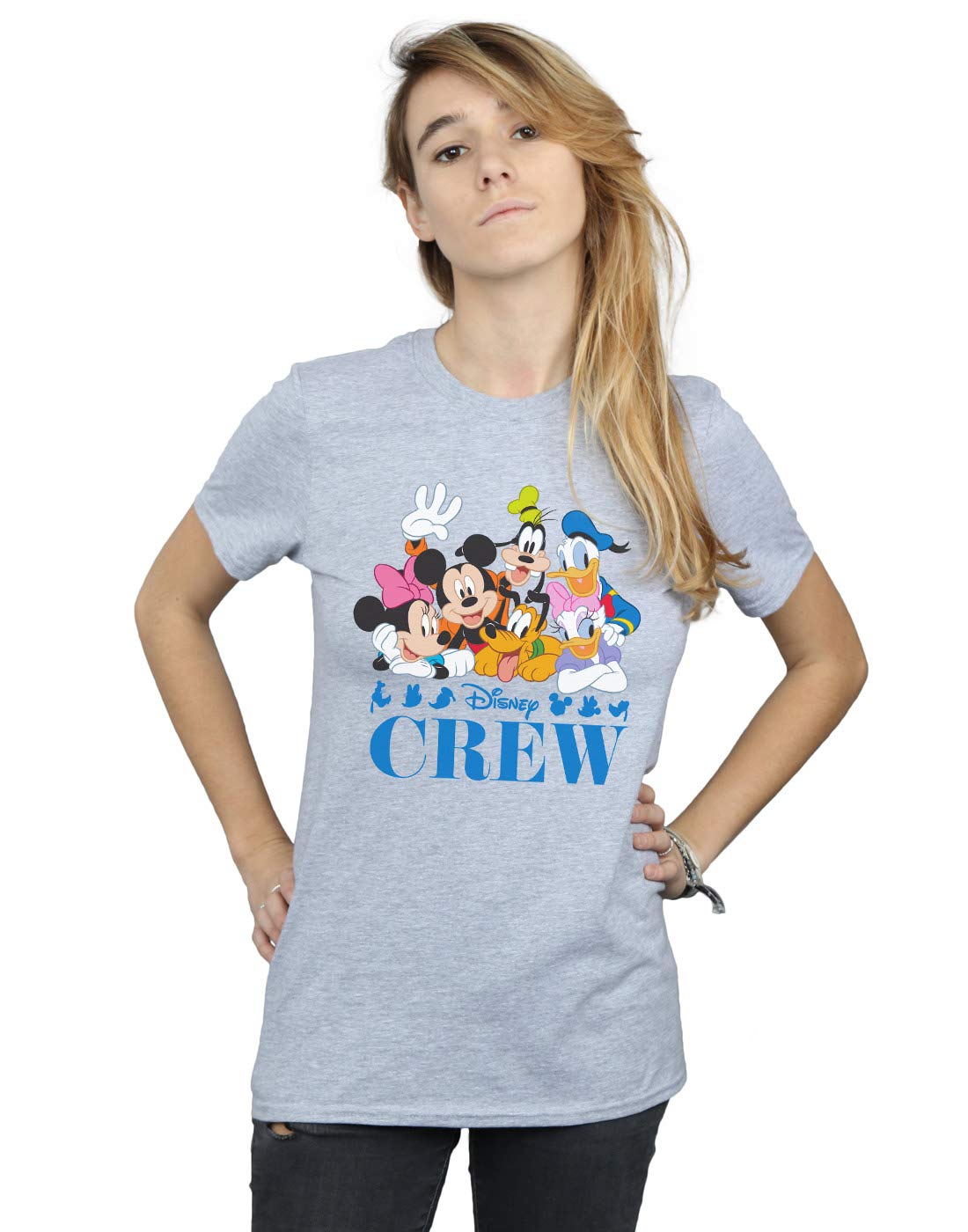 Disney Women's Mickey Mouse Disney Friends Boyfriend Fit T-Shirt Sport Grey Large