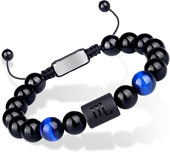 Non-tarnish Zodiac Bead Bracelet Leo Gifts for Men Women,Black Onyx Stone Star Sign Constellation Horoscope Jewelry