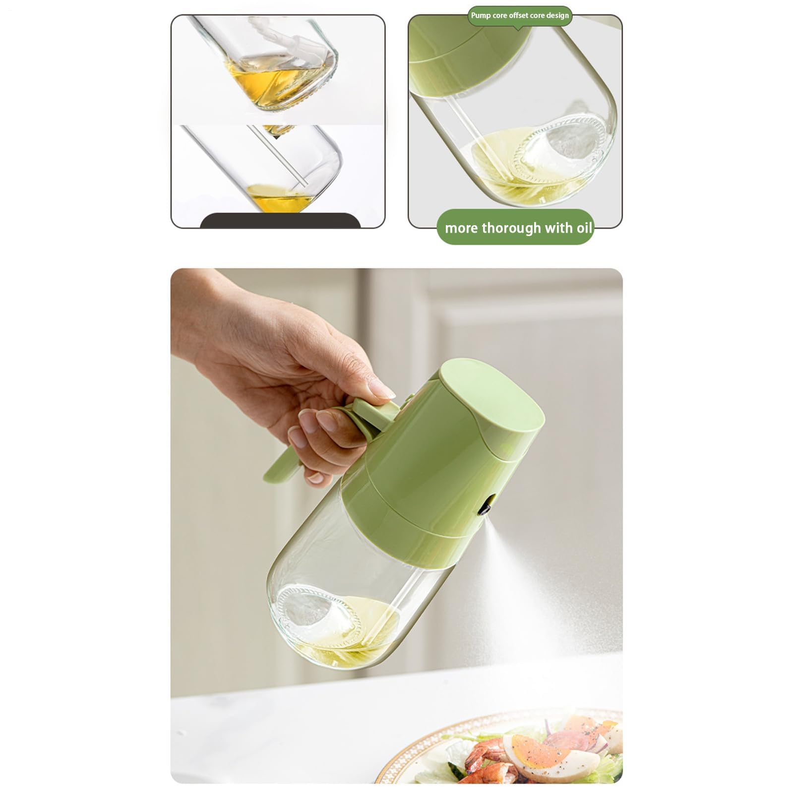 Dispenser spray per olio d'oliva, flacone da 300 ml per cucinare, grigliare, cuocere, barbecue, friggitrice ad aria, picnic, ristorante, giardino, frittura
