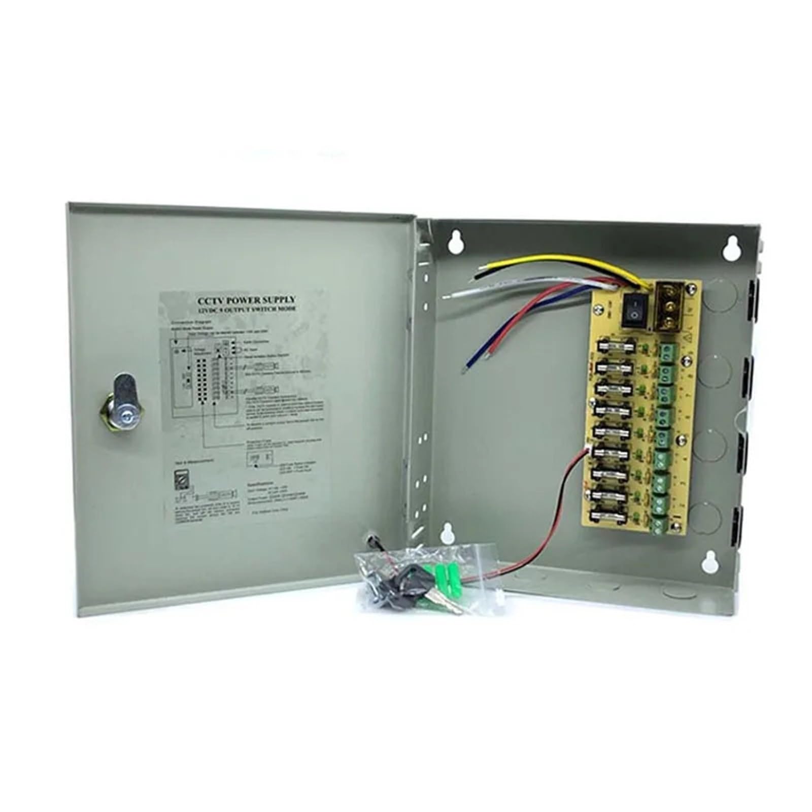 BRODEFUP 4CH 9CH 18CH Power Supply Box,Distribution Board,Switch Power Supply 12V 5A/10A/15A(18CH CCTV BOX)